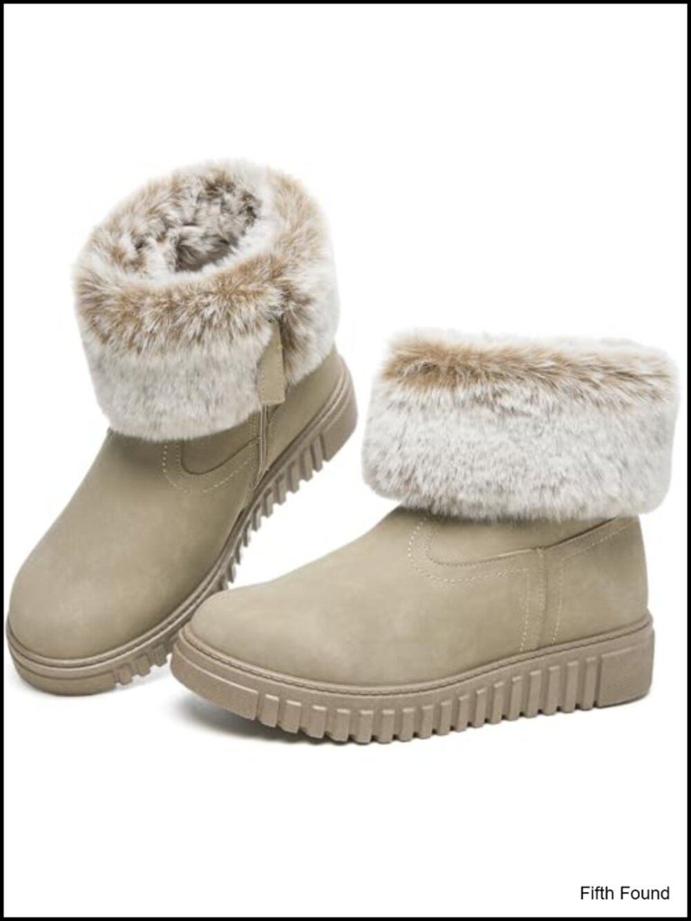 Fuzzy Faux Fur Lined Mini Ankle Snow Booties Water Resistant Zip Winter
